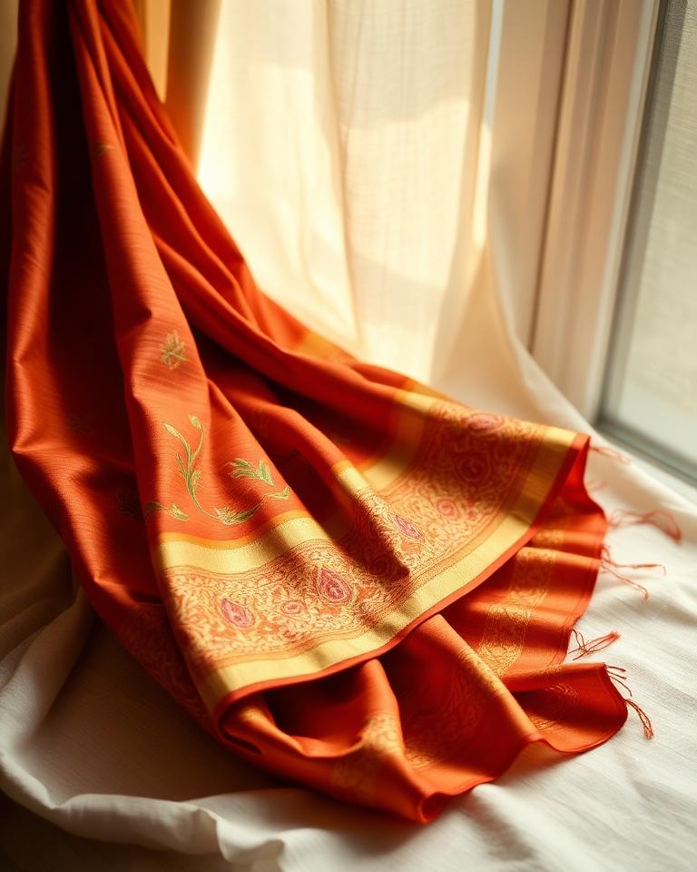 Rust Banarasi with Meenakari