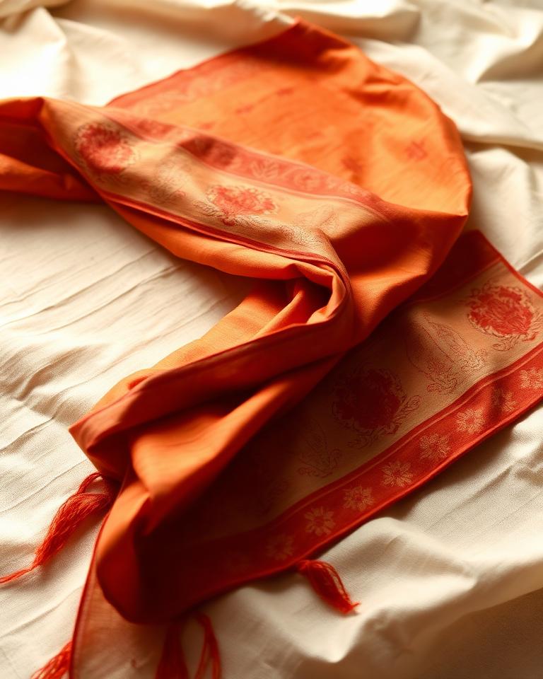Rust Tussar with Kalamkari